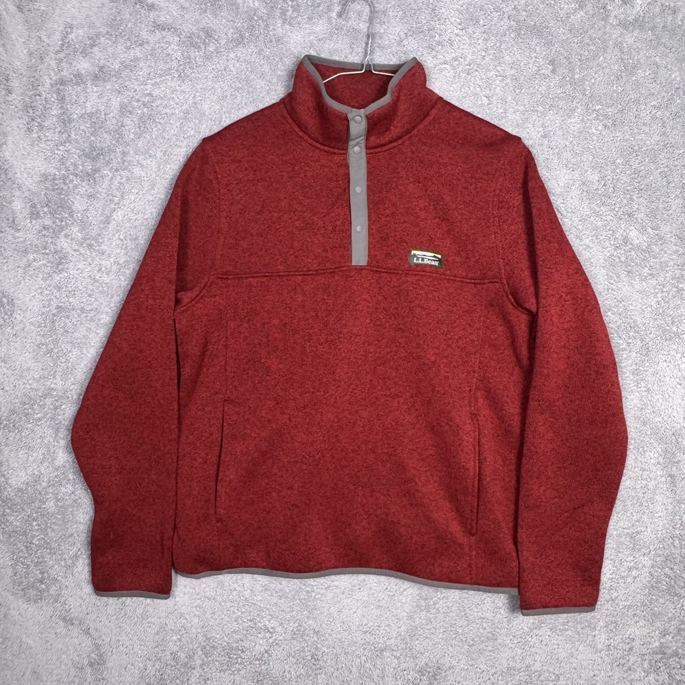 LL Bean Jacket Mens M Reg Sweater Fleece Snap T Pullover Slightly Fitted 298050